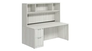 Stand-Alone Desks with Hutch PBD Furniture Desk 66in W x 30in D with 2 Drawer Pedestal and Open Hutch