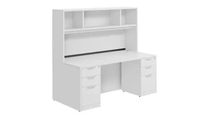 Stand-Alone Desks with Hutch PBD Furniture Desk 71in W x 36in D with Double 3 Drawer Pedestals and Open Hutch