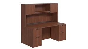 Stand-Alone Desks with Hutch PBD Furniture Desk 71in W x 36in D with Double 2 Drawer Pedestals and Hutch