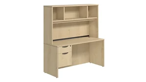 Stand-Alone Desks with Hutch PBD Furniture Desk 60in W x 30in D with Hanging Pedestal and Open Hutch