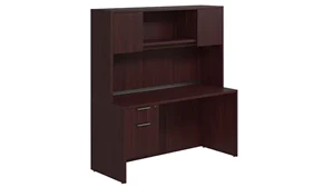 Stand-Alone Desks with Hutch PBD Furniture Desk 71in W x 30in D with Hanging Pedestal and Hutch