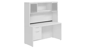 Stand-Alone Desks with Hutch PBD Furniture Desk 60in W x 30in D with Hanging Pedestal and Hutch