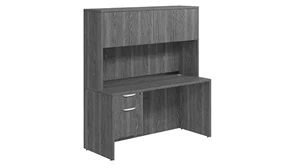 Stand-Alone Desks with Hutch PBD Furniture Desk 66in W x 30in D with Hanging Pedestal and Wood Hutch with 4 Doors