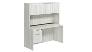 Stand-Alone Desks with Hutch PBD Furniture Desk 71in W x 30in D with Hanging Pedestal and Wood Hutch with 4 Doors