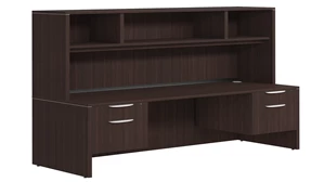 Stand-Alone Desks with Hutch PBD Furniture Desk 71in W x 36in D with Double Hanging Pedestals and Open Hutch