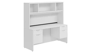 Stand-Alone Desks with Hutch PBD Furniture Desk 71in W x 24in D with Double Hanging Pedestals and Open Hutch