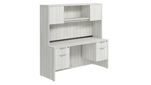 Stand-Alone Desks with Hutch PBD Furniture Desk 66in W x 30in D with Double Hanging Pedestals and Hutch
