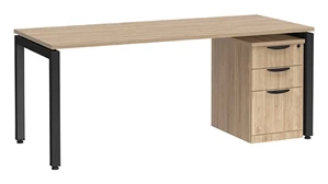 Stand-Alone Single Pedestal Desks PBD Furniture Desk 48in W x 30in D with 3 Drawer Mobile Pedestal