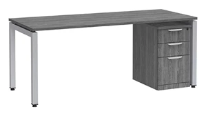 Stand-Alone Single Pedestal Desks PBD Furniture Desk 48in W x 30in D with 3 Drawer Mobile Pedestal