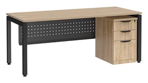 Stand-Alone Single Pedestal Desks PBD Furniture Desk 66in W x 30in D with 3 Drawer Mobile Pedestal and Modesty Panel