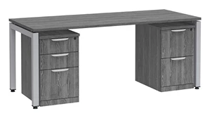 Stand-Alone Double Pedestal Desks PBD Furniture Desk 66in W x 30in D with 2 and 3 Drawer Mobile Pedestals