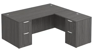 L Shaped Double Pedestal Desks PBD Furniture L-Desk 71in W x 72in D with Double 2 Drawer Pedestals