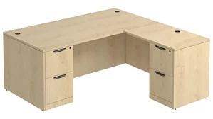 L Shaped Double Pedestal Desks PBD Furniture L-Desk 71in W x 72in D with Double 2 Drawer Pedestals
