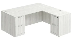 L Shaped Double Pedestal Desks PBD Furniture L-Desk 71in W x 84in D with Double 2 Drawer Pedestals