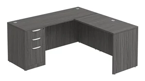 L Shaped Single Pedestal Desks PBD Furniture L-Desk 66in W x 66in D with 3 Drawer Pedestal
