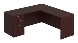 L Shaped Single Pedestal Desks PBD Furniture L-Desk 71in W x 48in D with 3 Drawer Pedestal