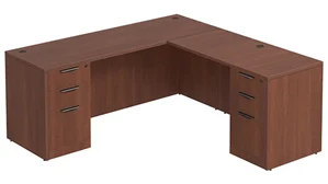 L Shaped Double Pedestal Desks PBD Furniture L-Desk 66in W x 60in D with Double 3 Drawer Pedestals