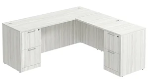 L Shaped Double Pedestal Desks PBD Furniture L-Desk 60in W x 66in D with Double 2 Drawer Pedestals