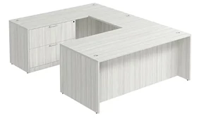 U Shaped Single Pedestal Desks PBD Furniture U-Desk 71in W x 90in D with Lateral File Pedestal