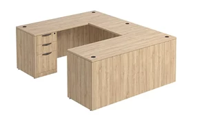 U Shaped Double Pedestal Desks PBD Furniture U-Desk 71in W x 90in D with Double Pedestals and Slim Depth