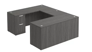 U Shaped Single Pedestal Desks PBD Furniture U-Desk 66in W x 84in D with 2 Drawer Pedestal and Slim Depth