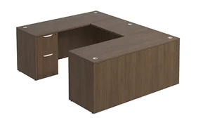 U Shaped Double Pedestal Desks PBD Furniture U-Desk 60in W x 96in D with Double 2 Drawer Pedestals and Slim Depth