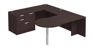 U Shaped Single Pedestal Desks PBD Furniture Bullet U-Desk 71in W x 93in D with Combo File Pedestal