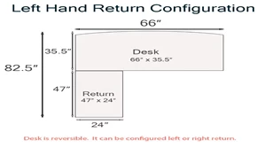 L Shaped Desk Shells PBD Furniture PL Series Bow-Front L-Shaped Desk Shell 66in W x 83in D