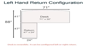 L Shaped Double Pedestal Desks PBD Furniture PL Series Bow-Front L-Desk 72in W x 88in D with 2 Pedestals