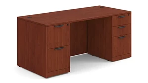 Stand-Alone Double Pedestal Desks PBD Furniture 66in x 30in Double Pedestal Desk