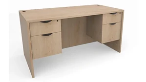 Stand-Alone Double Pedestal Desks PBD Furniture 66in x 30in Double Hanging Pedestal Desk