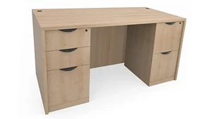 Stand-Alone Double Pedestal Desks PBD Furniture 66in x 24in Double Pedestal Credenza Desk 