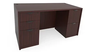 Stand-Alone Double Pedestal Desks PBD Furniture 66in x 24in Double Pedestal Credenza Desk