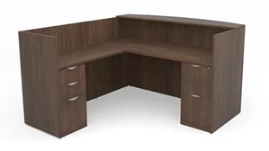 Reception Desks - L Shaped PBD Furniture L-Shaped Reception Desk with Full Pedestals