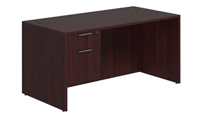 Stand-Alone Single Pedestal Desks PBD Furniture PL Series Desk 66in W x 30in D with 1 Hanging Pedestal