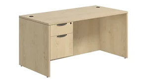 Stand-Alone Single Pedestal Desks PBD Furniture PL Series Desk 66in W x 30in D with 1 Hanging Pedestal