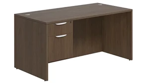 Stand-Alone Single Pedestal Desks PBD Furniture PL Series Desk 66in W x 30in D with 1 Hanging Pedestal