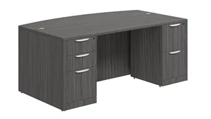 Stand-Alone Double Pedestal Desks Performance Bush Furniture 72in Double Pedestal Bow Front Desk