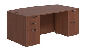 Stand-Alone Double Pedestal Desks Performance Bush Furniture 72in Double Pedestal Bow Front Desk