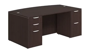 Stand-Alone Double Pedestal Desks Performance Bush Furniture 72in Double Pedestal Bow Front Desk