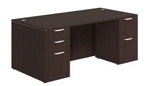 Stand-Alone Double Pedestal Desks PBD Furniture Desk 72in W x 30in D with 2 and 3 Drawer Pedestals