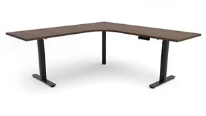 Standing Desks - Electronically Adjustable PBD Furniture 6ft x 78in Curve Corner Electronic Adjustable Height Sit to Stand L-Desk 