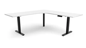 Standing Desks - Electronically Adjustable PBD Furniture 6ft x 78in Curve Corner Electronic Adjustable Height Sit to Stand L-Desk