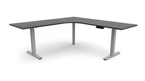 Standing Desks - Electronically Adjustable PBD Furniture 6ft x 78in Curve Corner Electronic Adjustable Height Sit to Stand L-Desk 