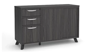 Combo Credenzas PBD Furniture Compact 54in wide Sliding Door and Pedestal Credenza