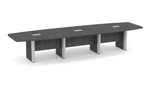 Conference Tables PBD Furniture 14ft Boat Shape Elliptical Base Conference Table with Metal Accents