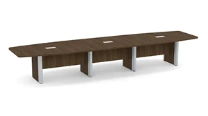 Conference Tables PBD Furniture 16ft Boat Shape Elliptical Base Conference Table with Metal Accents