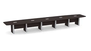 Conference Tables PBD Furniture 22ft Boat Shape Elliptical Base Conference Table with Metal Accents