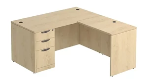 L Shaped Single Pedestal Desks PBD Furniture L-Desk Box File 71in W x 60in D with 3 Drawer Pedestal