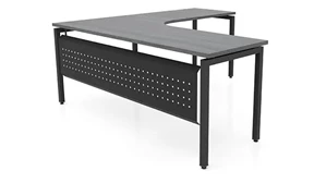 L Shaped Desk Shells PBD Furniture 72in x 72in Curve Corner L-Desk with Modesty Panel